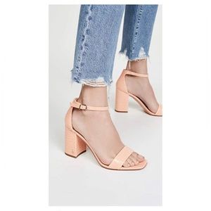 Sam Edelman Daniella Sandal Block Heels - Peach Croc Patent Leather - WITH BOX